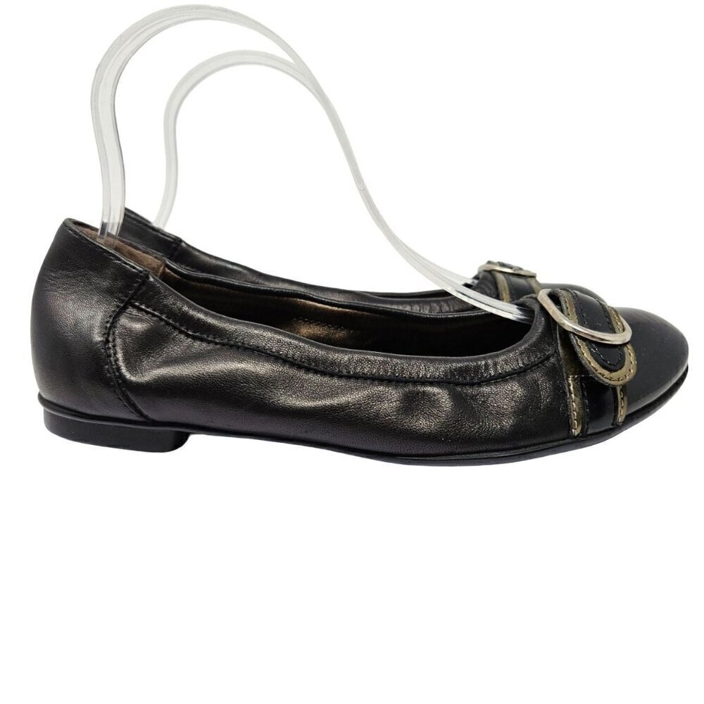 AGL Cap Toe Ballet Flats Gray & Black Women’s Size 6 Leather Business Career